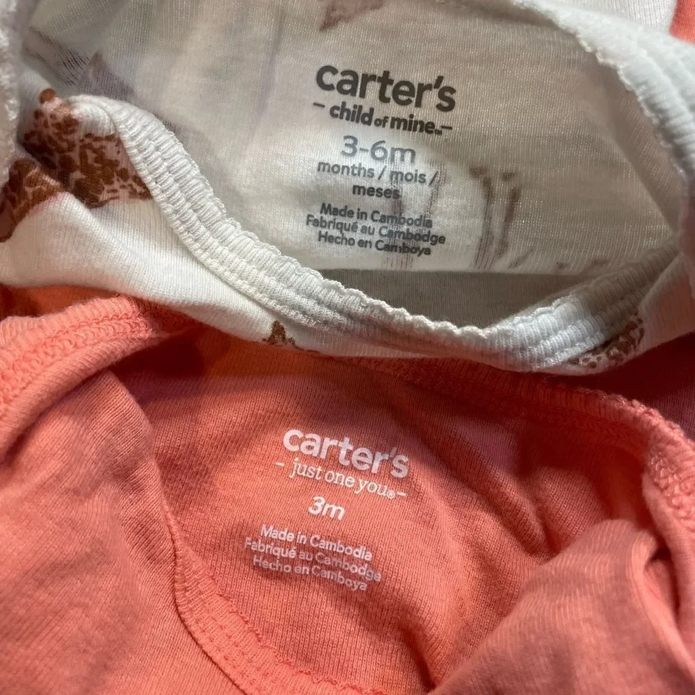 5 for $25🔥Set of 2 Carter's Snap‎ Bottom Tops Baby Size 3-6 Months
